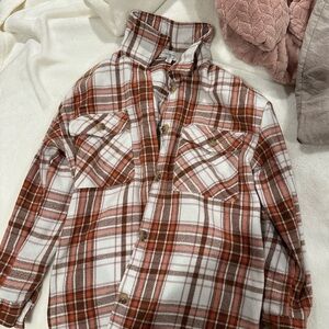 Brown and burnt orange flannel